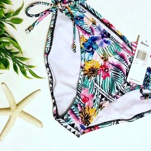 Raisins Swimsuit Bottoms Tropical Print Size M NWT